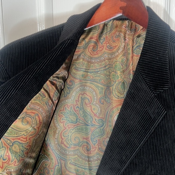 RALPH LAUREN BLACK CORDUROY MEN SUIT JACKET/Blazer. Size 46R - Picture 4 of 8